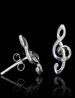 Boucles d'oreilles en clé de sol en argent 925 (h:18mm).