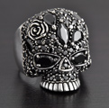 Bague Argent Tête de Mort Aken Noire Bague Argent Tête de Mort Aken Noire