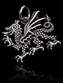 Pendentif dragon en argent massif en relief sur une face (h:14mm).