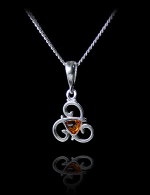 Pendentif Argent & Ambre Triskell