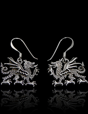 Boucles d'oreilles en argent massif en très beaux dragons en relief sur une face (h:15mm).