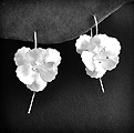 Superbe paire de boucles d'oreilles argent brossé, jolies fleurs de cerisier en volume, crochets...
