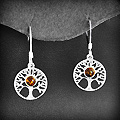 Boucles d'Oreilles Arbre de Vie Argent et Ambre - BOAG-301 Boucles d'oreilles en argent, très jolis arbres de vie avec perles d'ambre vert (h:35mm).