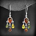 Boucles d'Oreilles Argent Ambre Pampilles - BOAG-302 Boucles d'oreilles de très jolies pampilles en argent et ambre trois couleurs.  (h:45mm).