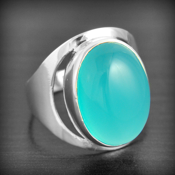 Bague avec belle calcédoine en argent miroir, existe également en Labradorite, modèle épuré,...