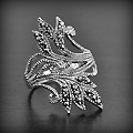 Bague en argent de jolis feuillage incrustés de marcassites (h:30mm).