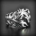 Bague en argent d'un très beau dragon stylisé en découpe (h:20mm).