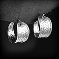 Paire de boucles d'oreilles en argent, créoles tressées Thaï, fabrication artisanale avec crochet...