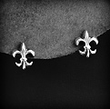 Très belle paire de boucles d'oreilles puces en argent d'une fleur de lys en volume. Fermoir à...