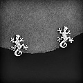 Jolie paire de boucles d'oreilles en argent, petites puces Gecko (h:13mm).