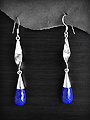 Magnifiques boucles d'oreilles en argent torsades martelées avec pendants de pierres facettés,...