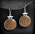 Superbe paire de boucles d'oreilles en argent d'un disque en noix de coco procurant un joli motif...