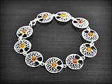 Bracelet souple tendance en argent composé de d'arbres de vie ornés d'une perle d'ambre (l:15mm,...