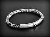 Bracelet en argent maille ronde ou carré plat en épi, artisanat indonésien, fermoir sécurité (l:5mm)