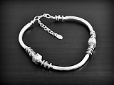 Bracelet ethnique perle d' argent non polies de fabrication artisanale, chaînette de réglage de 2...