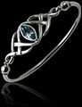 Bracelet en argent entrelacs celtique avec véritable topaze bleue (h: 13mm,L:19cm)