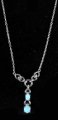 Collier en argent rhodié avec deux pierres d'opale véritable en pendentif, chaîne forçat et...