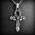 Très beau pendentif en argent d'une croix ankh de belle taille au design gothique très travaillé...