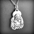 Pendentif médaille de bouddha rieur en argent (h:29mm).