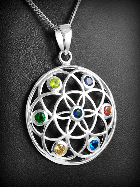 Pendentif Fleur de Vie artisanale argent noirci - bijoux spirituel